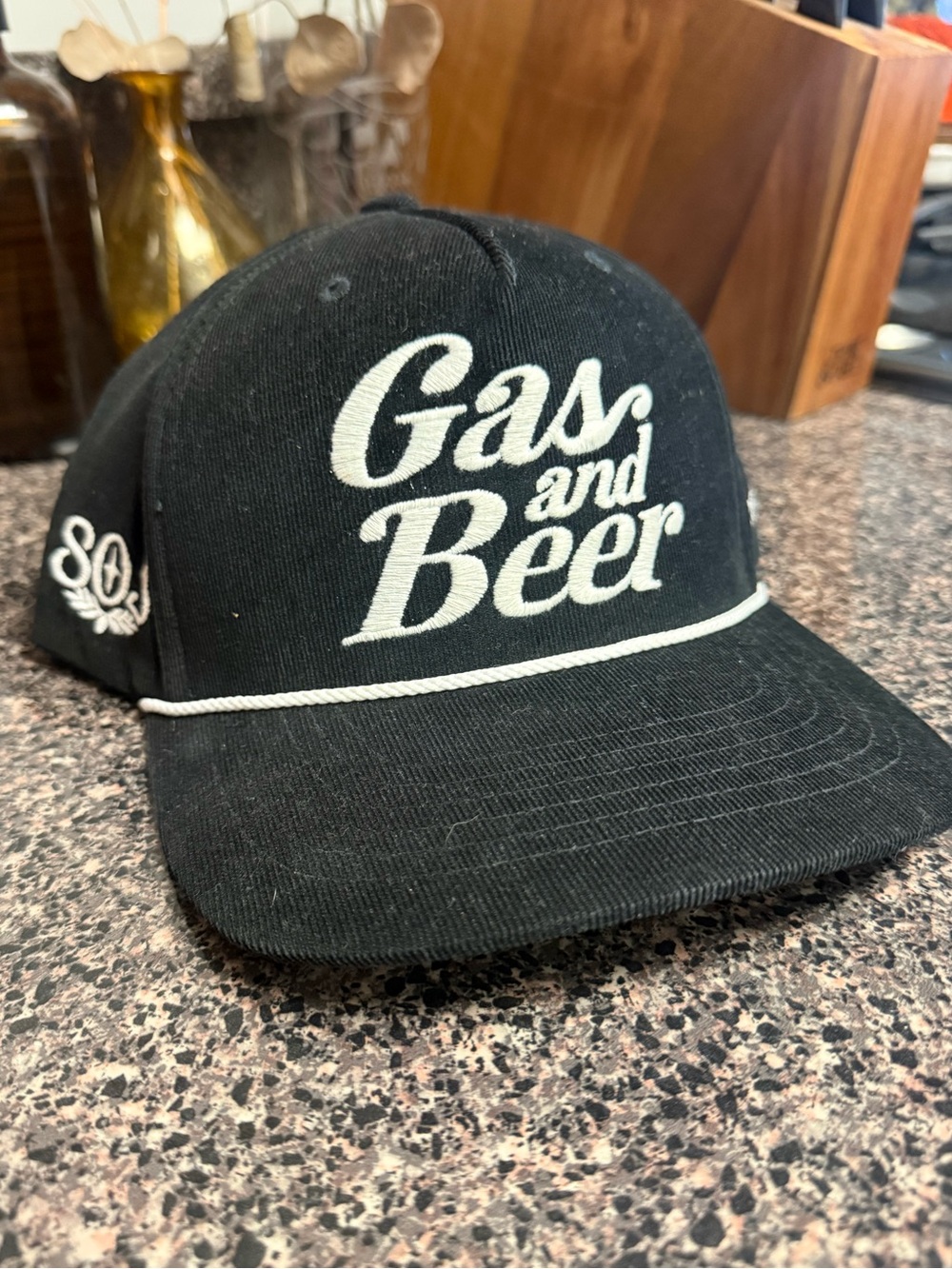 Fasthouse Gas and Beer Black Snapback Hat with White Embroidery